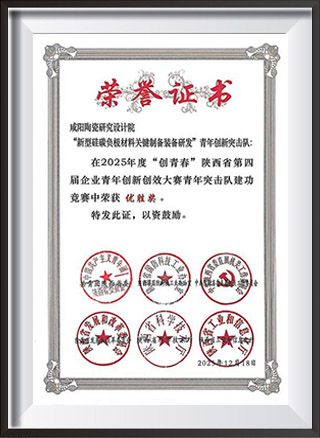 陕西省第四届企业青年创新创效大赛荣誉证书
